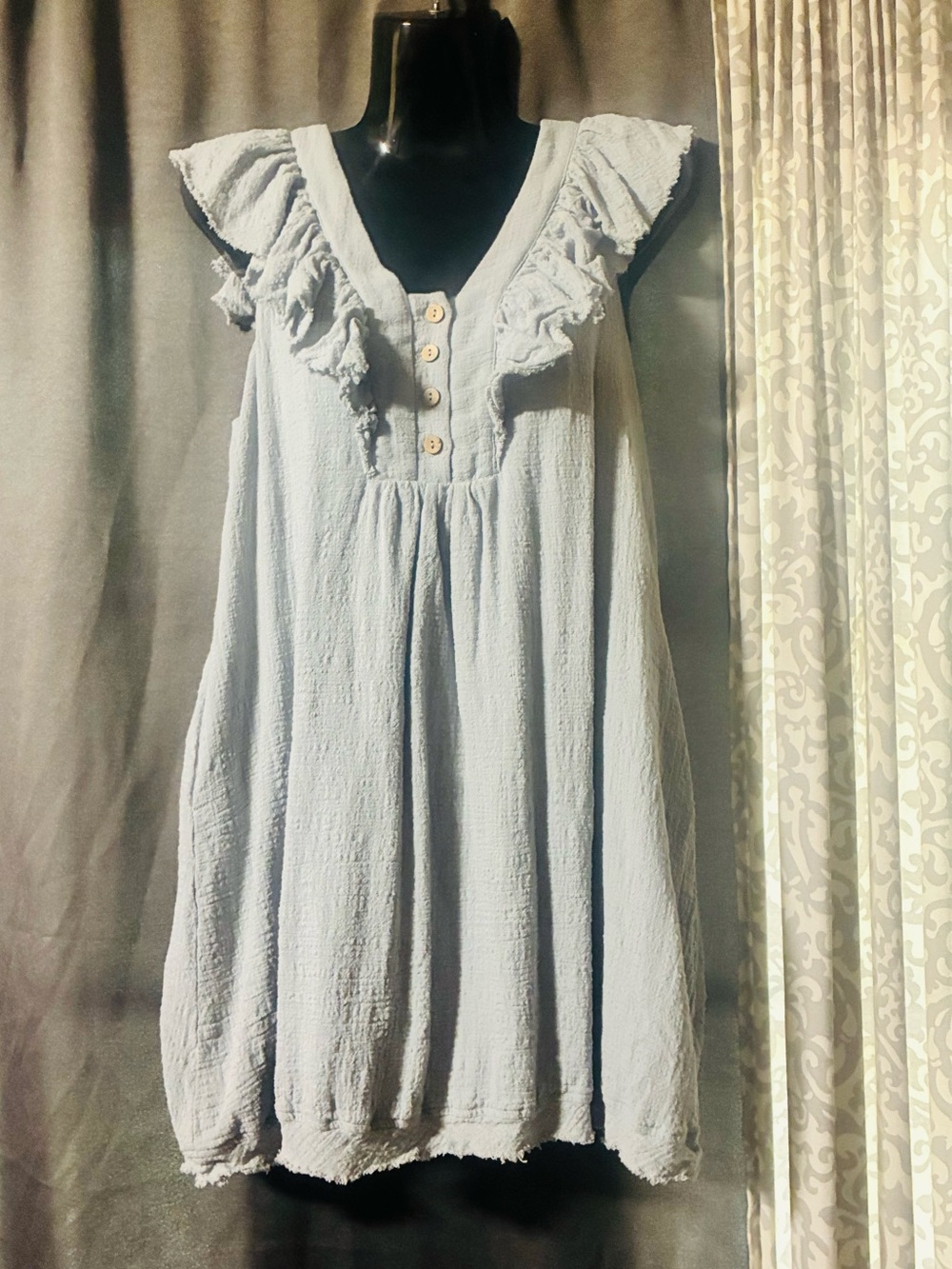Newbury Kustom Light Blue Textured Babydoll Top